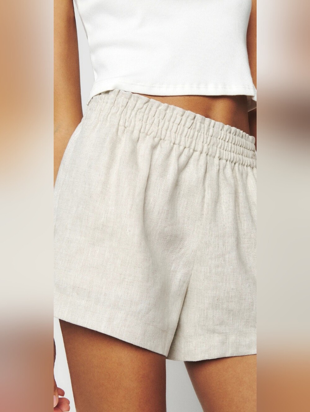 NWT REFORMATION MILA Nashville LINEN SHORTS OATMEAL